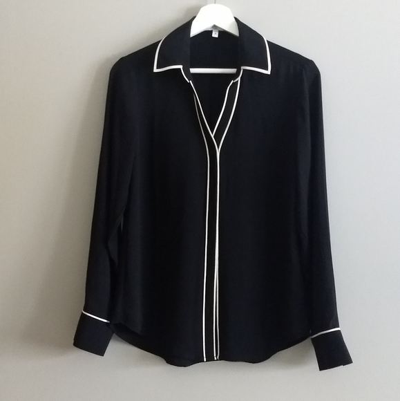 Express Black Blouse with White Detail